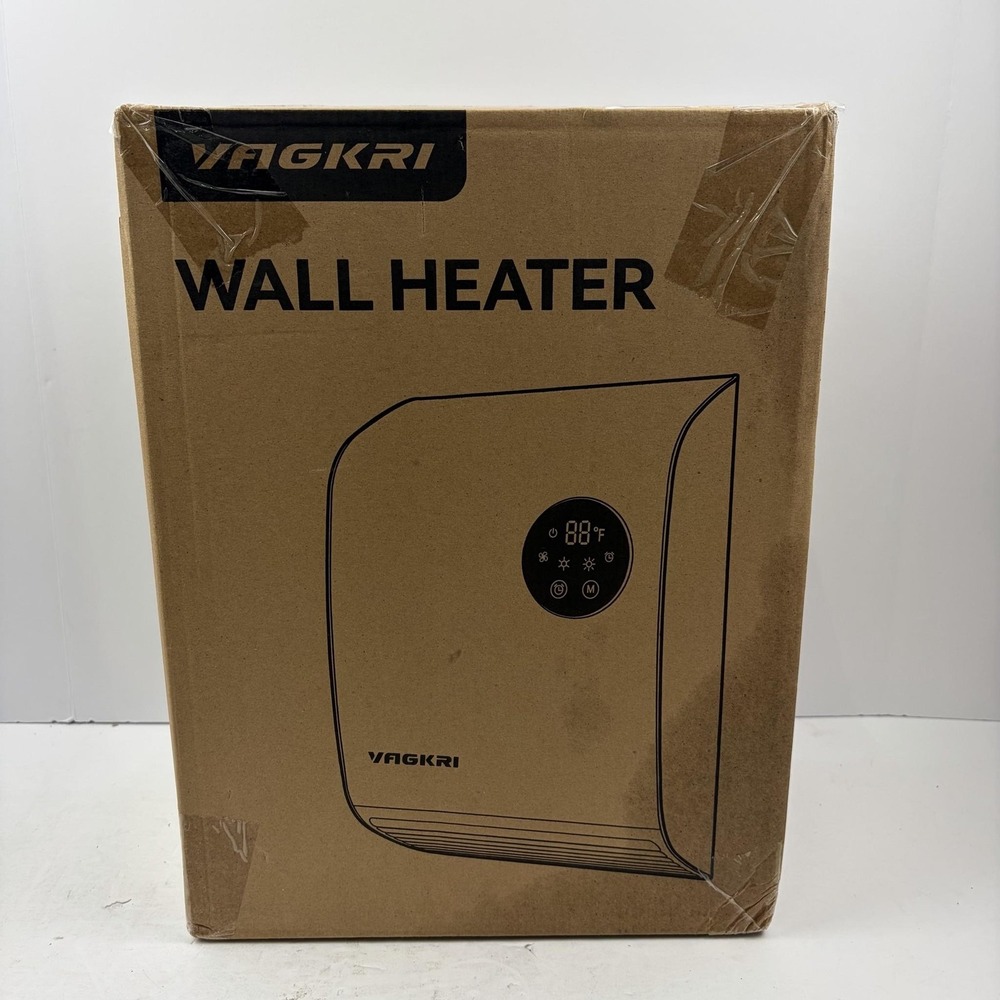 YAGKRI Wall Heater Electric Silver Digital Display Remote Control Open Box